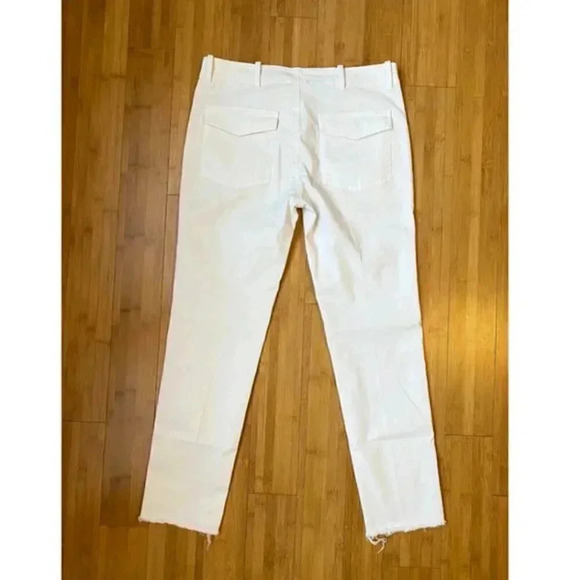 Nili Lotan Jenna Pant Eggshell White Cotton Crop Raw Hem Trouser Pants Size 10 - Picture 7 of 11